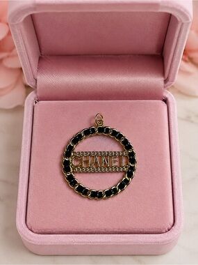Gold and Black Logo Circle Pendant charm zipper pull